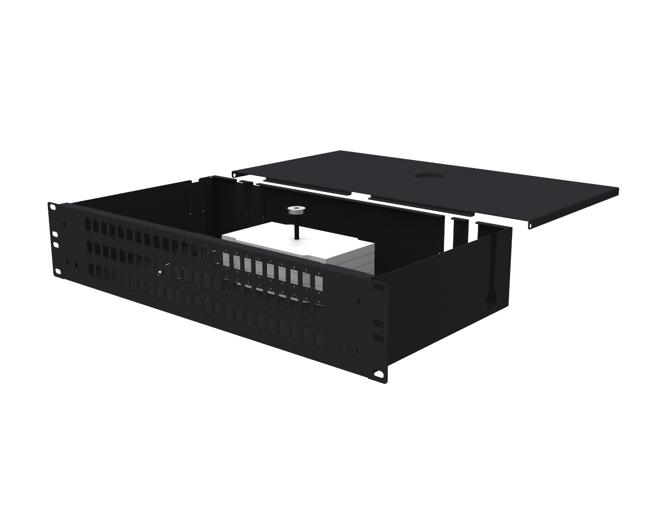 Fiber optic patch panels - solid: PSS-19"-240-2U-48-SCS-0K3-S-R9005